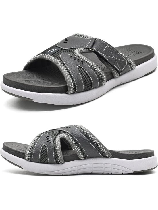 Men\'s Grey Sport Recovery Sandals Plantar Fasciitis Soft Cushion Lightweight main image 5